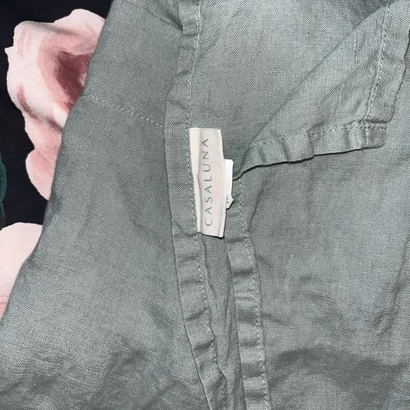 Casaluna ~ Green 100% Linen Sheet Set~Full - Picture 4 of 11